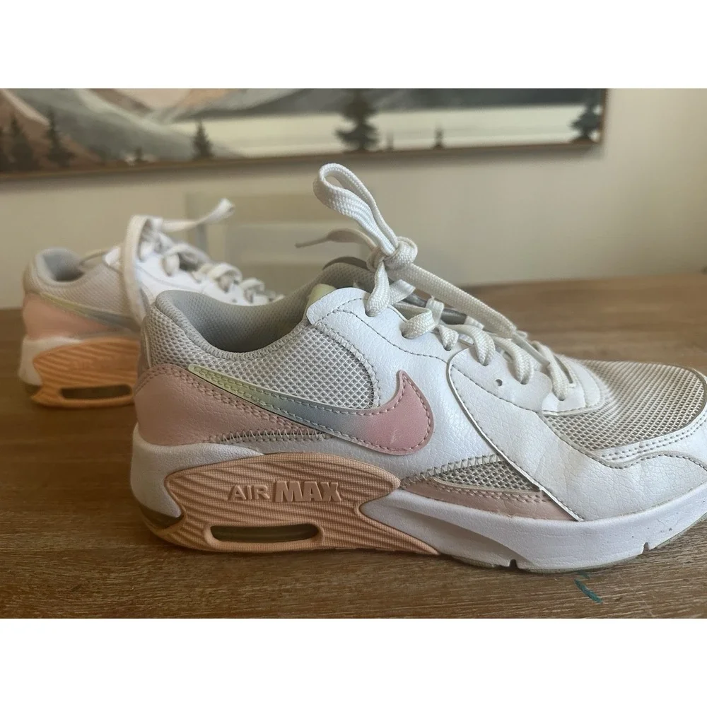 Nike Air Max Pink‎ White Shoes Girls Kids Casual Everyday Sz 6 Youth GOOD CW5829
